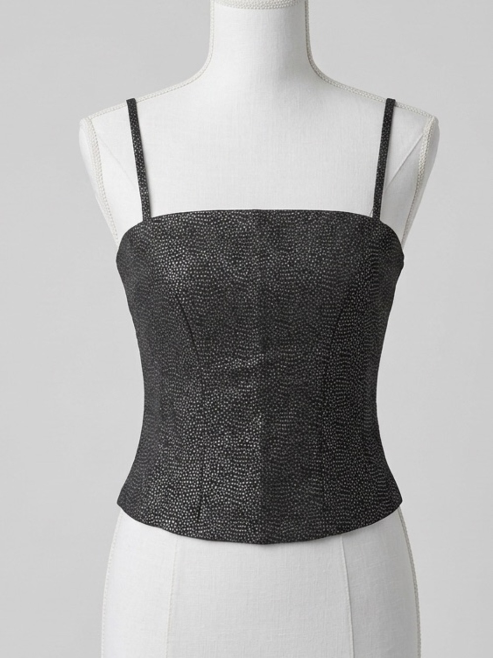 Hennes Y2K Metallic Shimmer Corset Style Top Black Silver Size 12